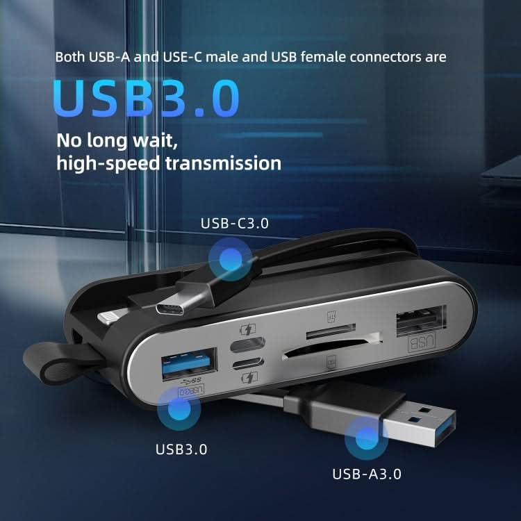 NK-1058 USB-C / Type-C, 8 Pin, USB Interface 6 in 1 Multi-function Adapter