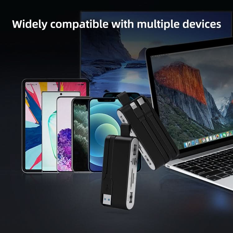 NK-1058 USB-C / Type-C, 8 Pin, USB Interface 6 in 1 Multi-function Adapter