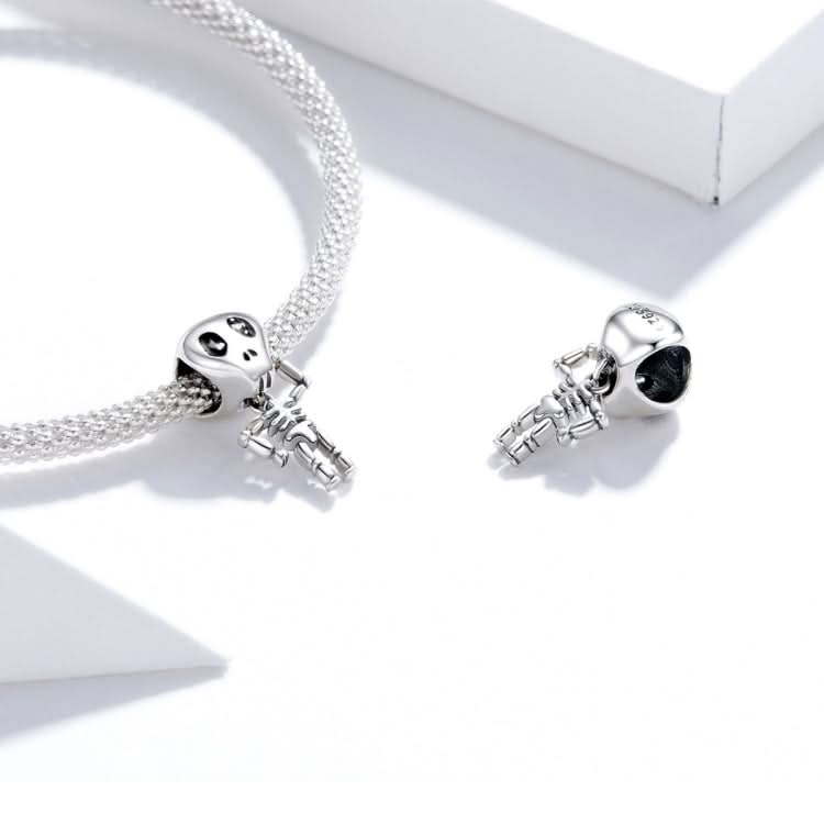 S925 Sterling Silver Skull Skeleton Beads DIY Bracelet Necklace Accessories