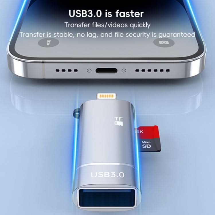 2 in 1 8 Pin to USB and TF Card Reader Adapter