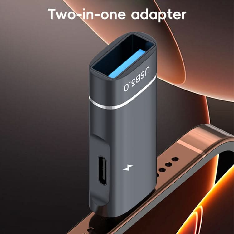 2 in 1 8 Pin to USB and Type-C Charging OTG Adapter