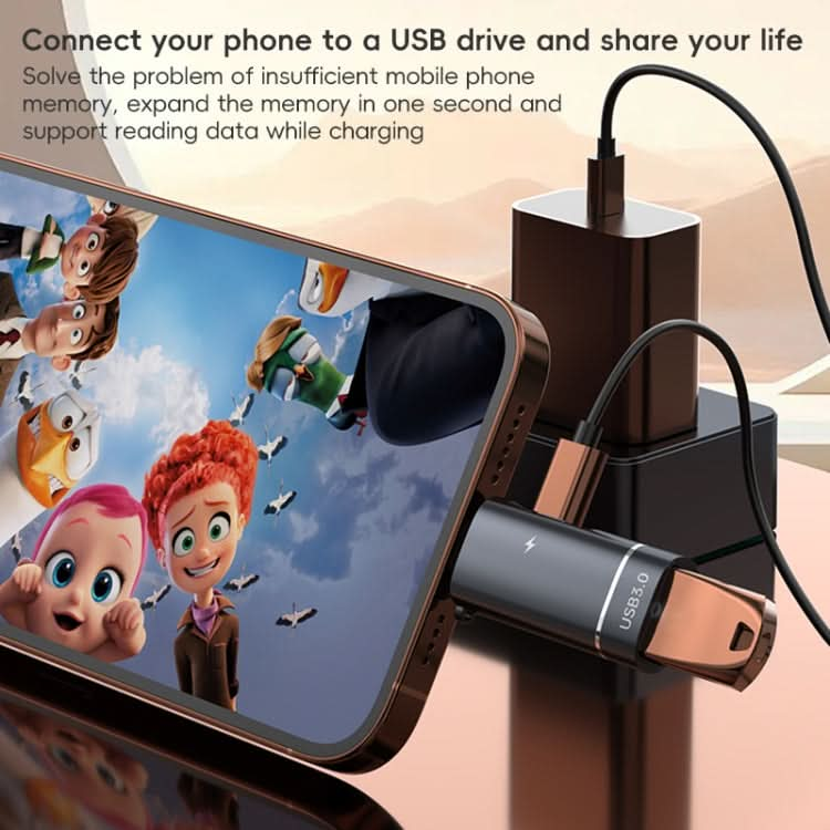 2 in 1 8 Pin to USB and Type-C Charging OTG Adapter