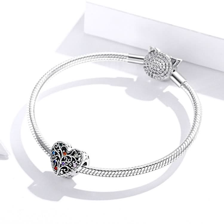 S925 Sterling Silver Tree of Life Heart-shaped Hollow Zircon Beads DIY Bracelet Necklace Accessories Reluova