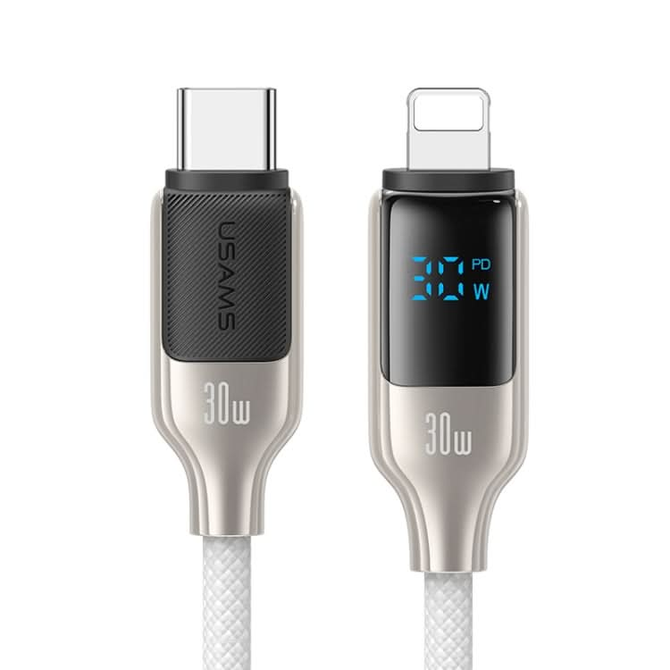 USAMS SJ741 30W USB-C / Type-C to 8 Pin Zinc Alloy Digital Display Fast Data Cable, Length: 1.2m