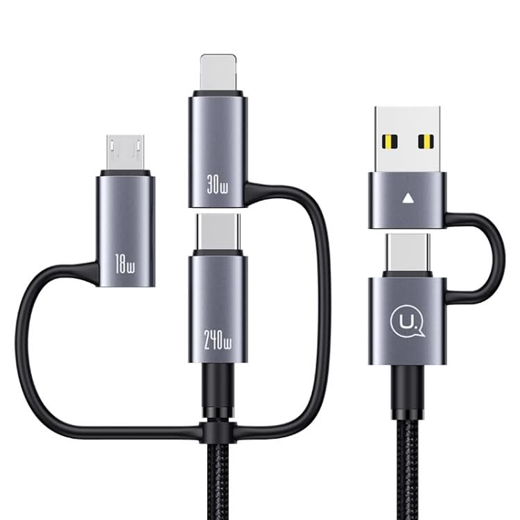 USAMS SJ737 240W 6 in 1 Aluminum Alloy Fast Data Charging Cable, Length: 1.2m