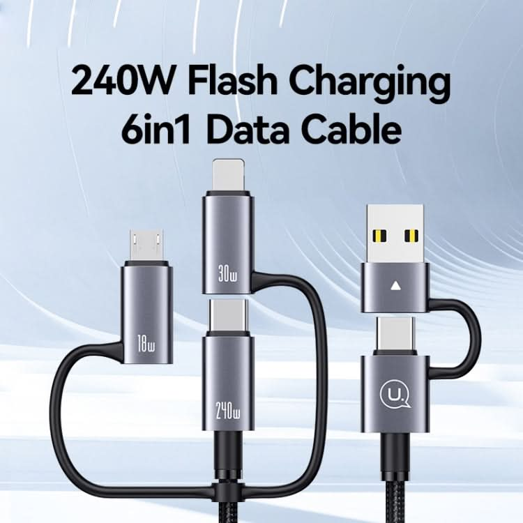 USAMS SJ737 240W 6 in 1 Aluminum Alloy Fast Data Charging Cable, Length: 1.2m