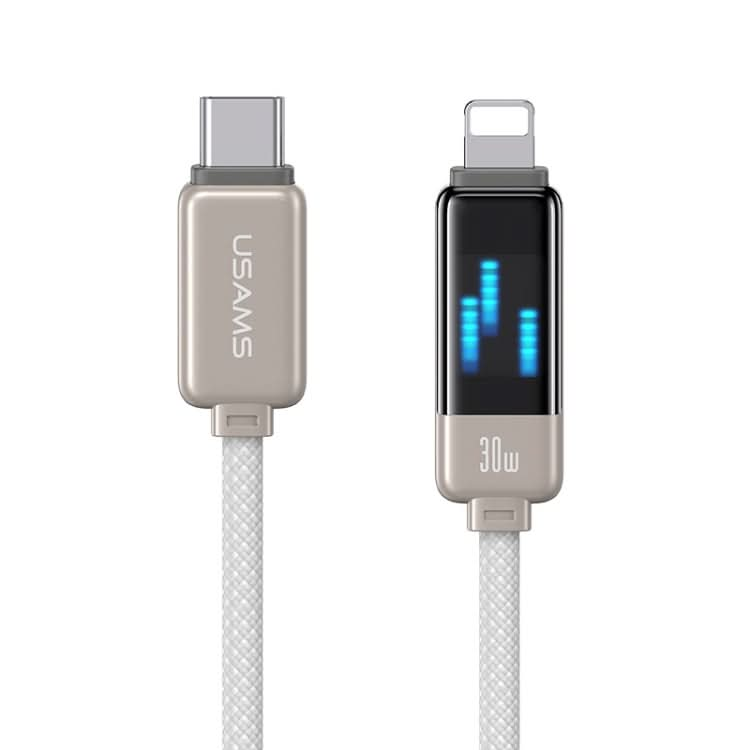 USAMS SJ743 30W USB-C / Type-C to 8 Pin Zinc Alloy Fast Data Cable, Length: 1.2m