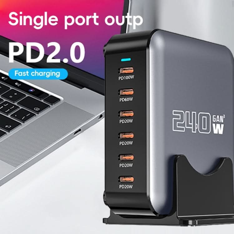 240W GaN 6-Ports USB-C / Type-C Multi Sharing Desktop Charger