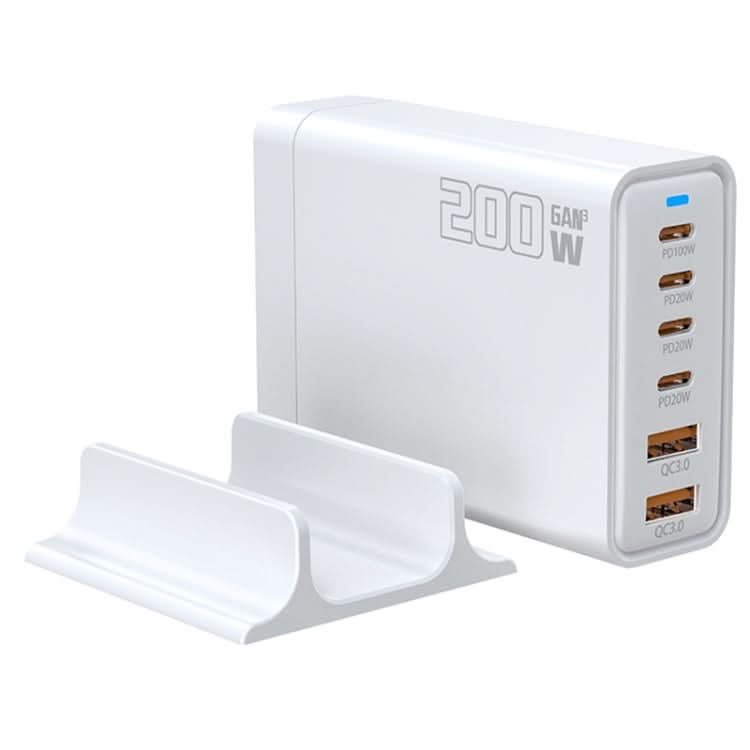 200W GaN 4 Type-C 2 USB Multi Ports Sharing Desktop Charger