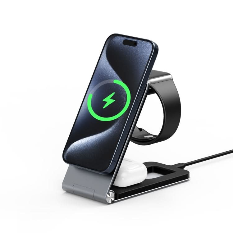 DUZZONA W22 15W 3 in 1 Foldable Magnetic Wireless Charging Stand