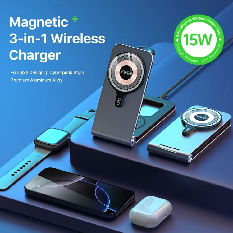 DUZZONA W22 15W 3 in 1 Foldable Magnetic Wireless Charging Stand