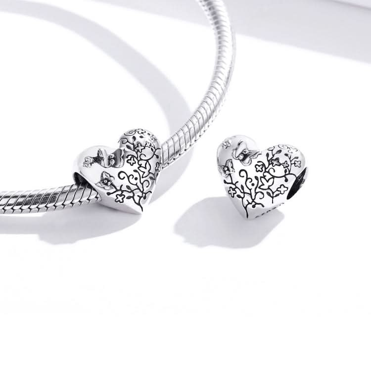 S925 Sterling Silver Heart Shaped Vine Butterfly Beads DIY Bracelet Necklace Accessories Reluova