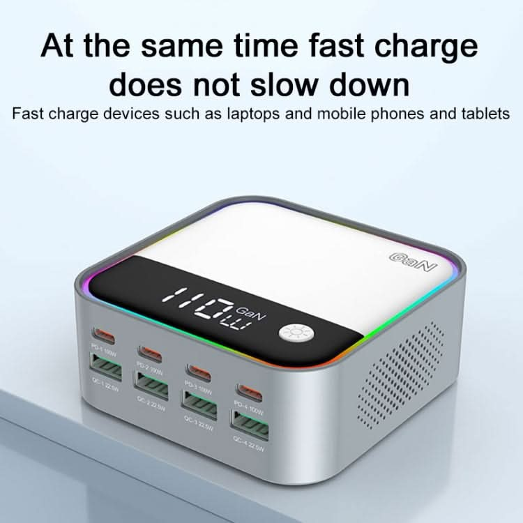 WLX-M8 120W Smart Digital Display Multi-Port Desktop Charger Dock Station