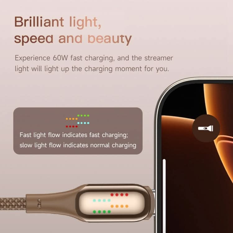 TOTUDESIGN CB-18-L 1.2m Glowing USB-A to 8 Pin Charging Data Cable