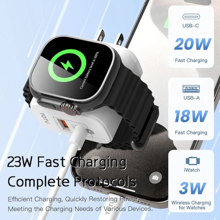 TOTUDESIGN UW128 23W USB-A to Type-C GaN Watch Fast Charging Travel Charger