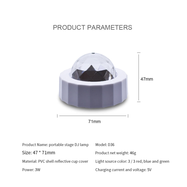 D36 3W DC 5V USB Charging Car Portable DJ Light Sound Activated Atmosphere Light Star Music Light Lamp ÎҵÄÉ̵ê