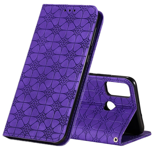 Lucky Flowers Embossing Pattern Magnetic Horizontal Flip Leather Case with Holder & Card Slots