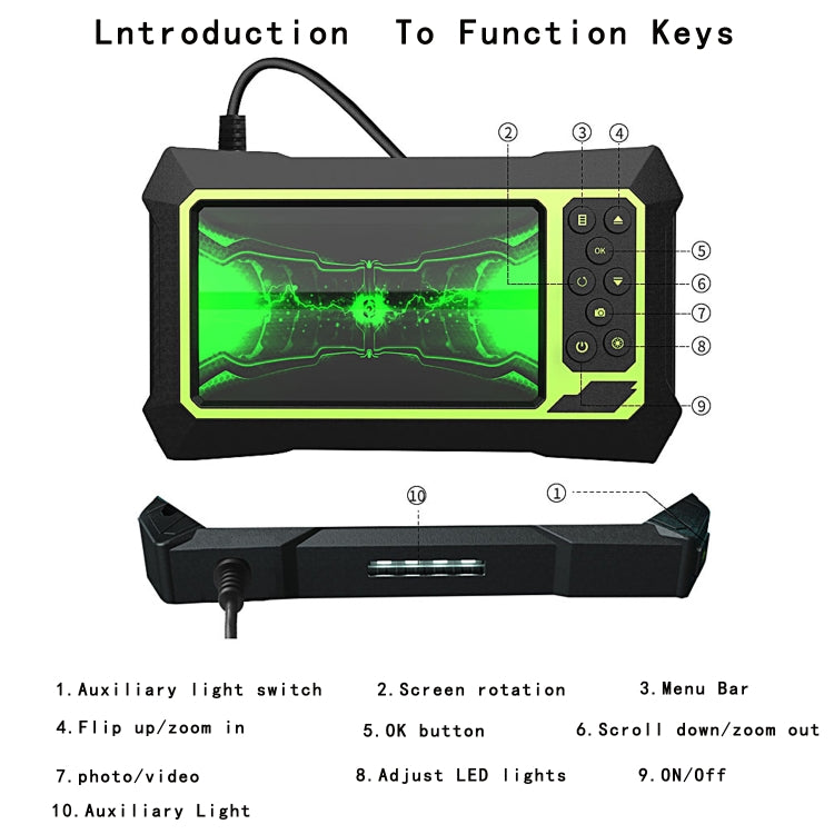 5.5mm 1080P IP68 Waterproof 4.3 inch Screen Single Camera Digital Endoscope-Reluova