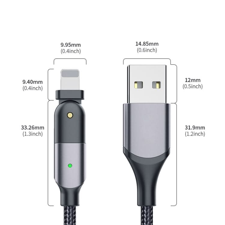 2.4A USB to 8 Pin 180 Degree Rotating Elbow Charging Cable