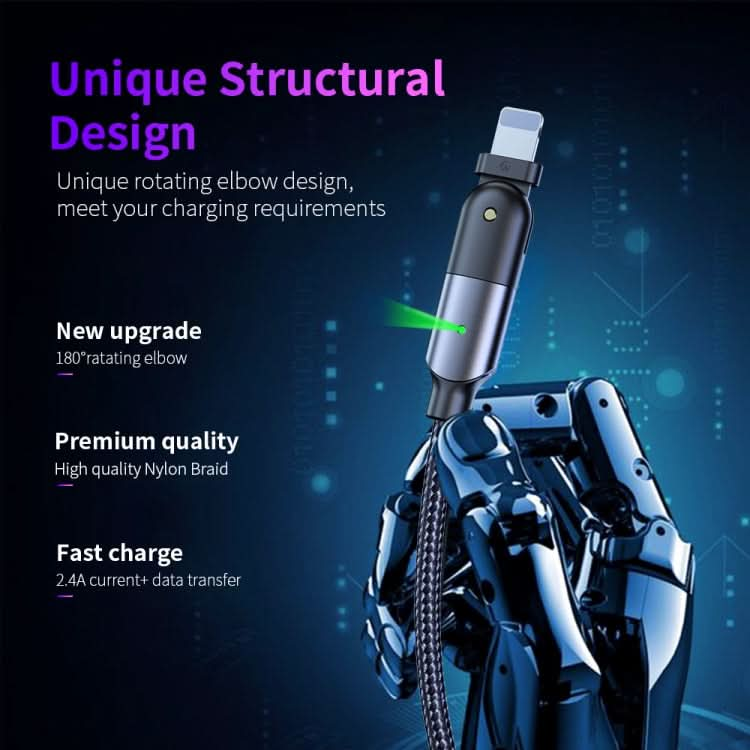 2.4A USB to 8 Pin 180 Degree Rotating Elbow Charging Cable