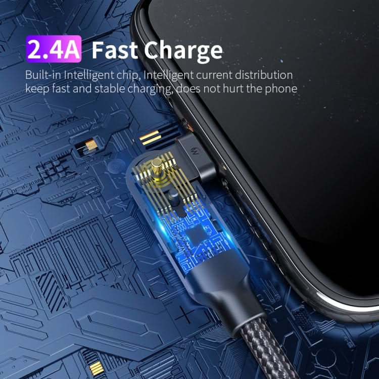 2.4A USB to 8 Pin 180 Degree Rotating Elbow Charging Cable