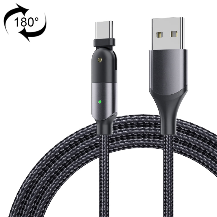 3A USB to USB-C / Type-C 180 Degree Rotating Elbow Charging Cable