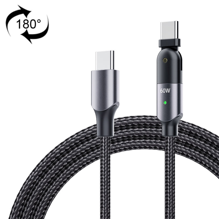 60W 3A USB-C / Type-C to Type-C 180 Degree Rotating Elbow Fast Charging Cable My Store