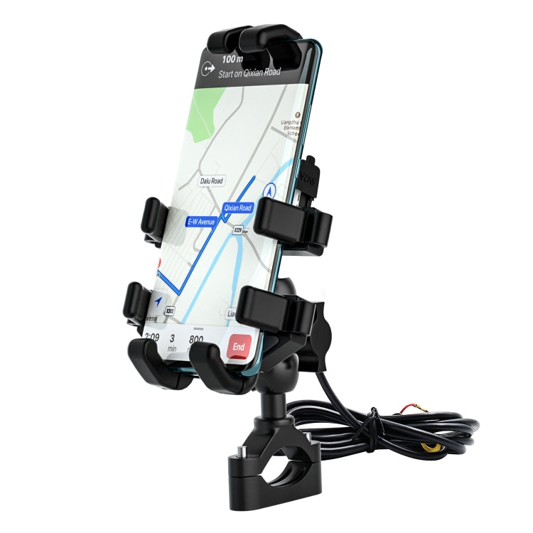 WUPP CS-1098A1 Motorcycle Aluminum Alloy Eight-jaw Mobile Phone Charging Holder with Switch