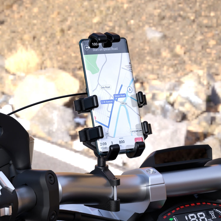 WUPP CS-1098A1 Motorcycle Aluminum Alloy Eight-jaw Mobile Phone Charging Holder with Switch