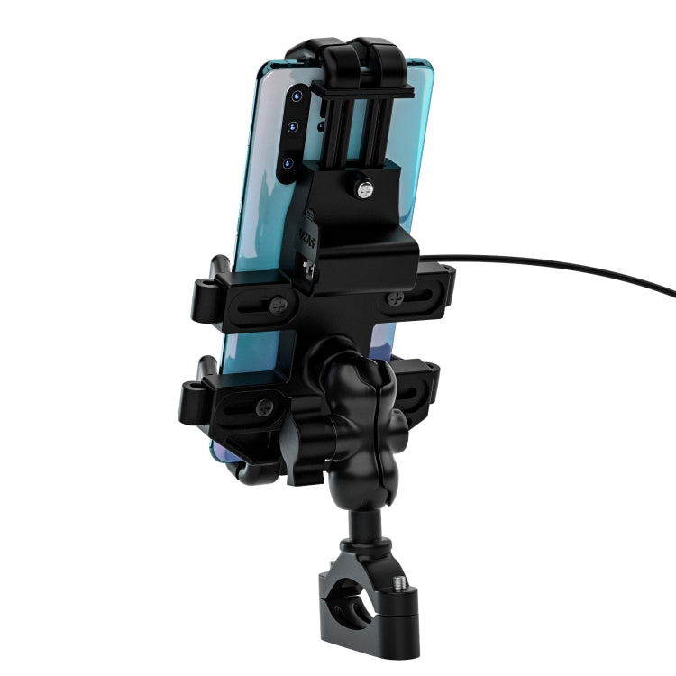 WUPP CS-1098A1 Motorcycle Aluminum Alloy Eight-jaw Mobile Phone Charging Holder with Switch