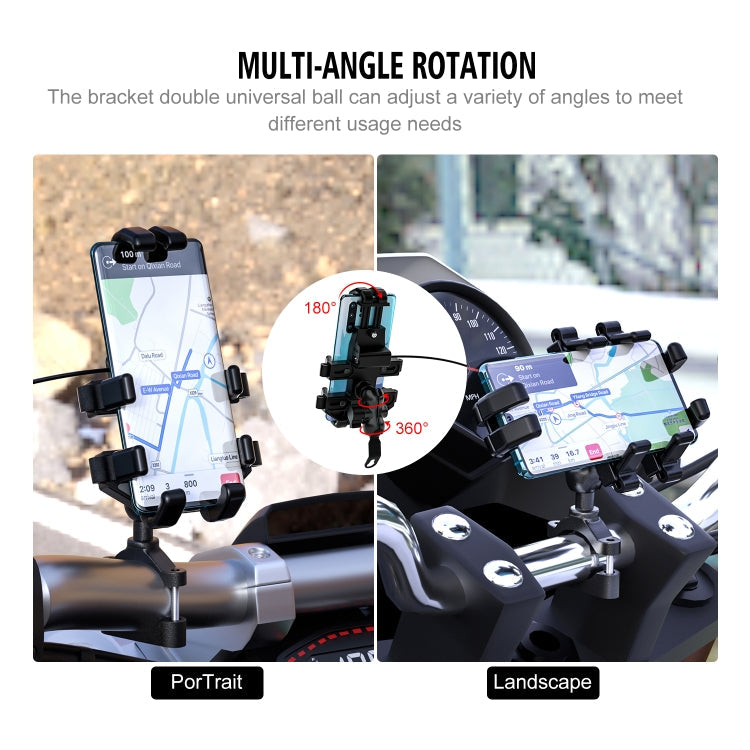 WUPP CS-1098A1 Motorcycle Aluminum Alloy Eight-jaw Mobile Phone Charging Holder with Switch