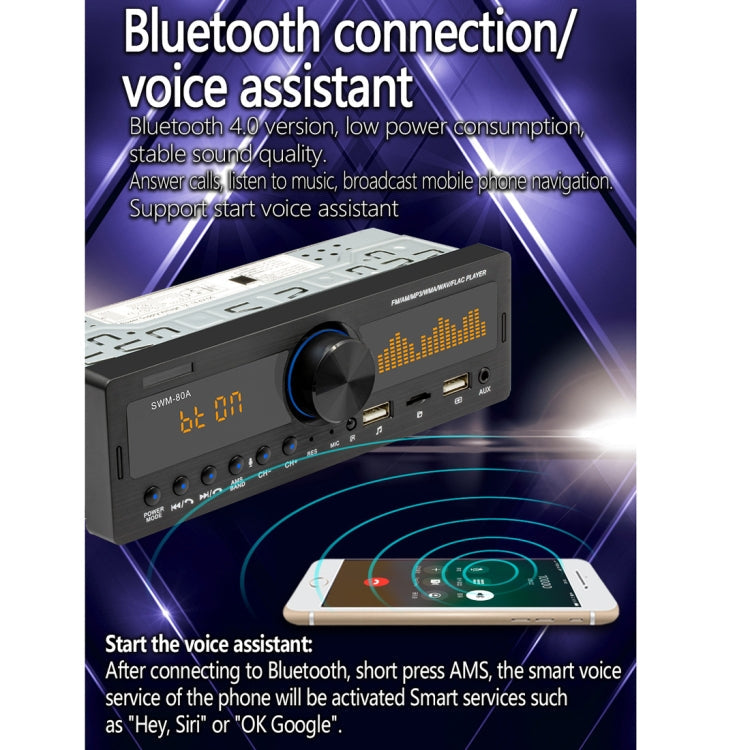 SWM-80A DC12V Car MP3 Support FM / AM & Bluetooth & Mobile Phone Voice Assistant ÎҵÄÉ̵ê