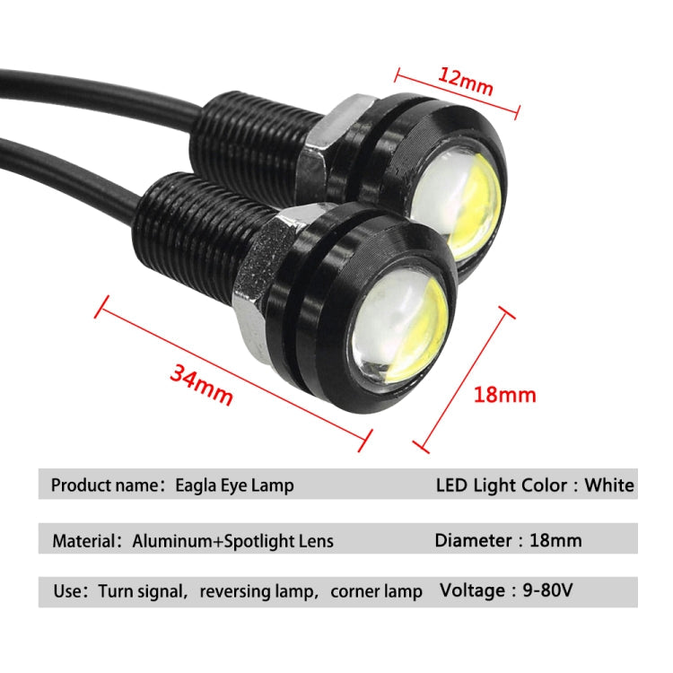 10 PCS 18mm 1.5W DC9-80V Motorcycle Eagle Eye Light Double Lens