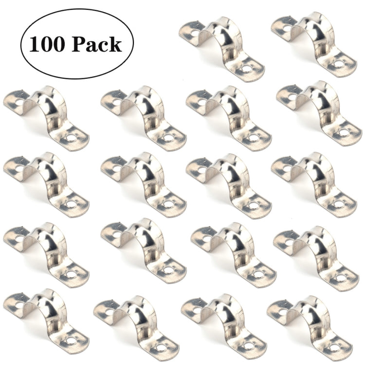 100 PCS M14 304 Stainless Steel Hole Tube Clips U-tube Clamp Connecting Ring Hose Clamp