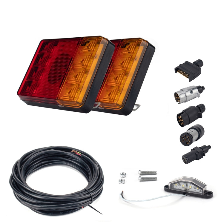 2 PCS Trailer / Truck B-type Square Shape 8LEDs Tail Light with License Plate Light Set-Reluova