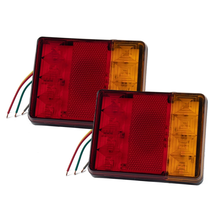 2 PCS Trailer / Truck B-type Square Shape 8LEDs Tail Light with License Plate Light Set