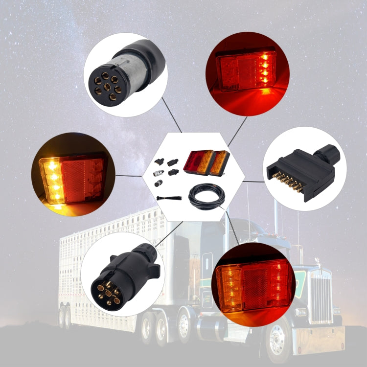 2 PCS Trailer / Truck E-type Square Shape 8LEDs Tail Light Set-Reluova