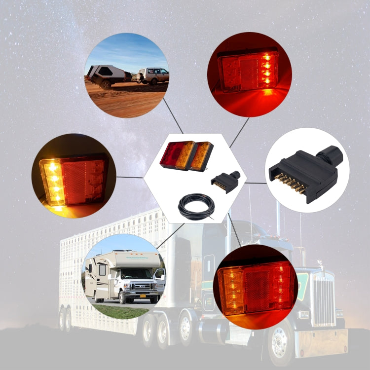 2 PCS Trailer / Truck A-type Square Shape 8LEDs Tail Light Set-Reluova