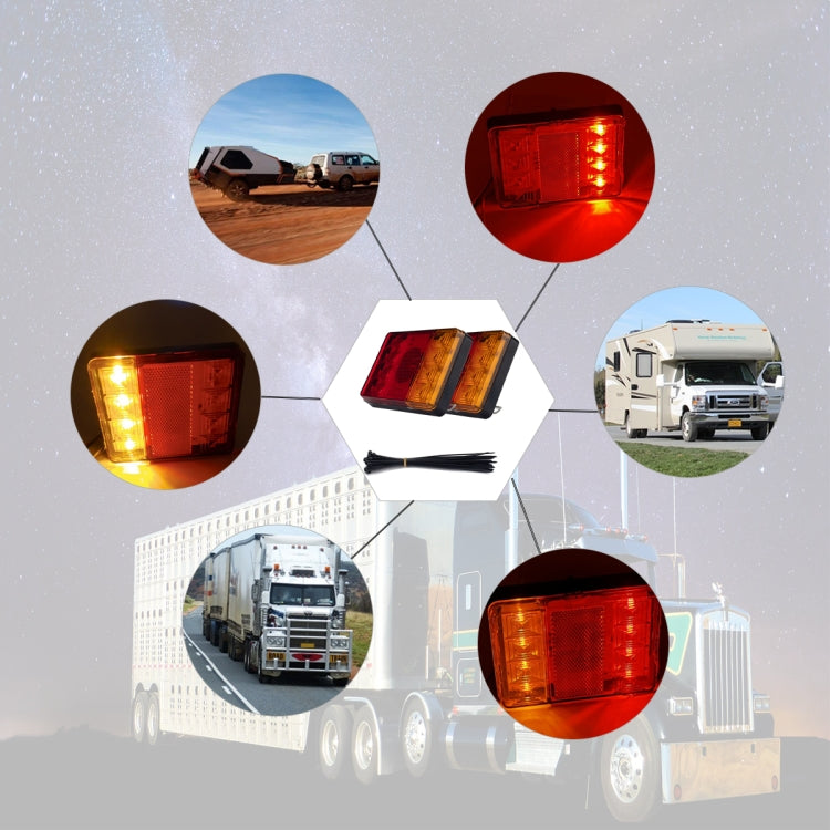 2 PCS Trailer / Truck F-type Square Shape 8LEDs Tail Light Set-Reluova