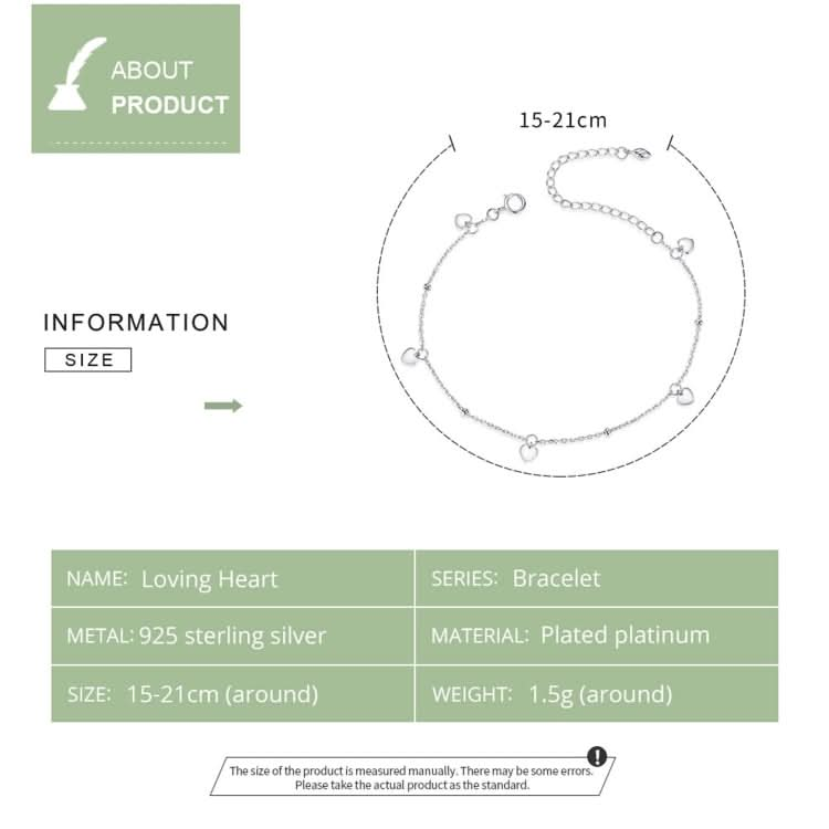S925 Sterling Silver Platinum Plated Hollow Heart Bracelet Reluova