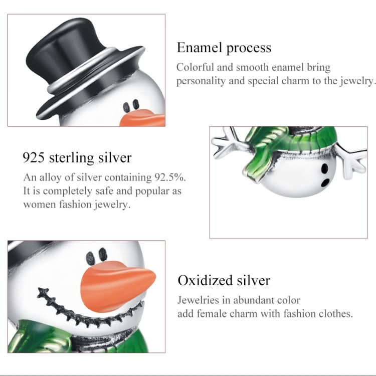 S925 Sterling Silver Snowman Beads DIY Bracelet Necklace Accessories