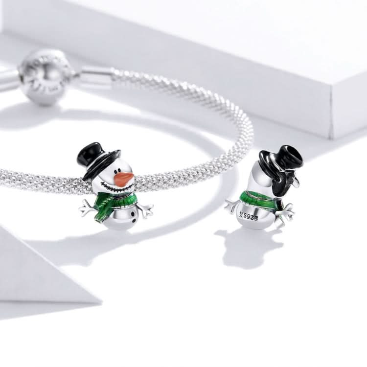 S925 Sterling Silver Snowman Beads DIY Bracelet Necklace Accessories