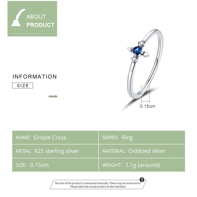 S925 Sterling Silver Simple Cross Women Zircon Ring My Store