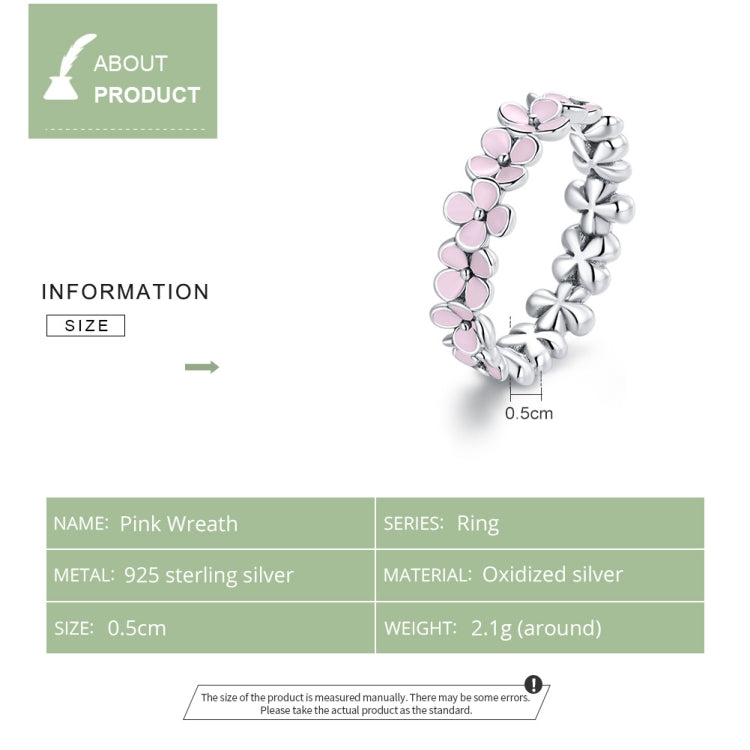 S925 Sterling Silver Pink Wreath Women Ring My Store