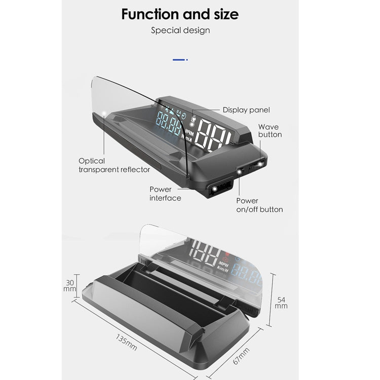 G3 5 inch Car Head-up Display HUD GPS Satellite Speed