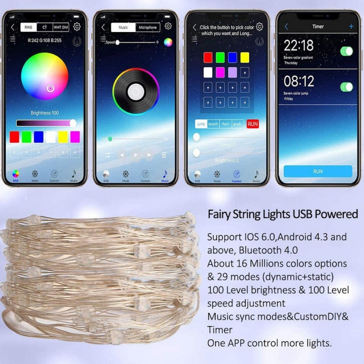 RGB USB  LED Copper Wire Light String Holiday Decoration Light String Bluetooth Mobile APP Control My Store