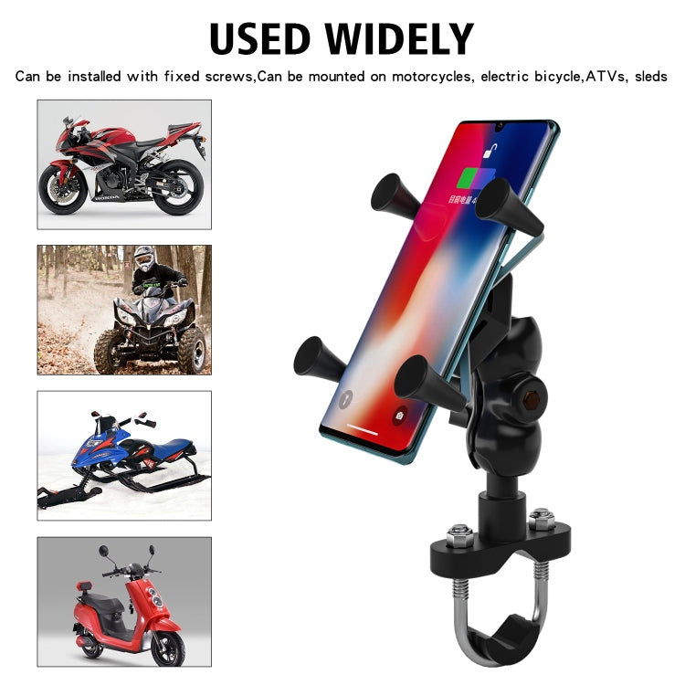 WUPP CS-1133A1 Motorcycle Four-claw X Shape Adjustable Mobile Phone Holder Bracket, Double Tap Buckle Version