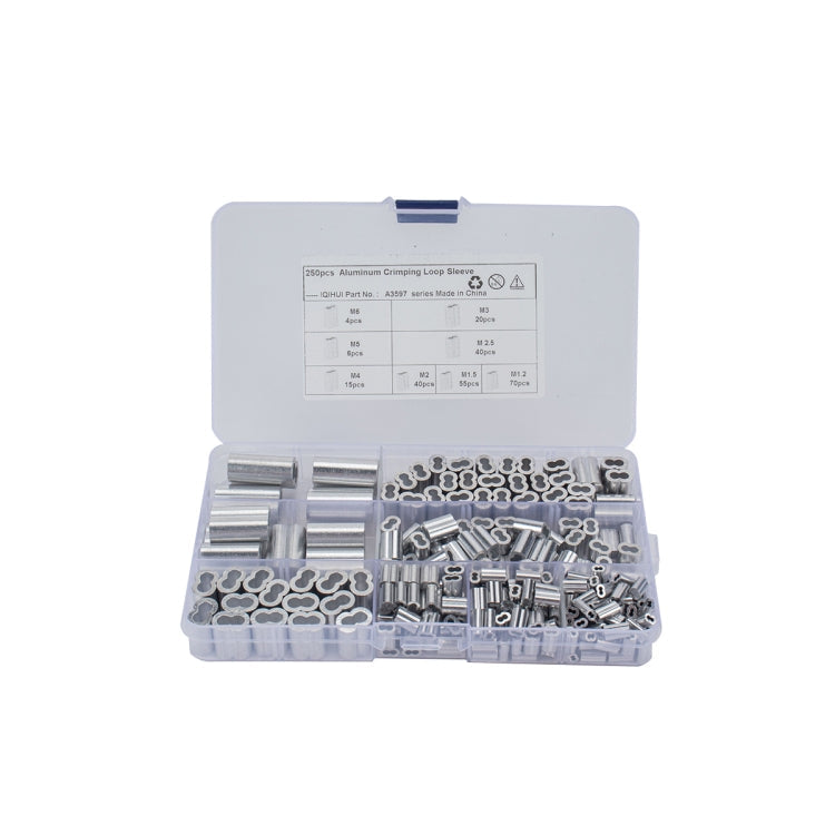 250 PCS M1.2 / M1.5 / M2 / M2.5 / M3 / M4 / M5 / M6 Wire Rope 8-shaped Aluminum Sleeve-Reluova