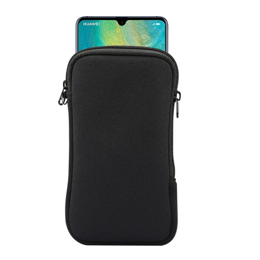 Universal Elasticity Zipper Protective Case Storage Bag with Lanyard For Huawei Mate 20 X / 7.2 inch Smart Phones