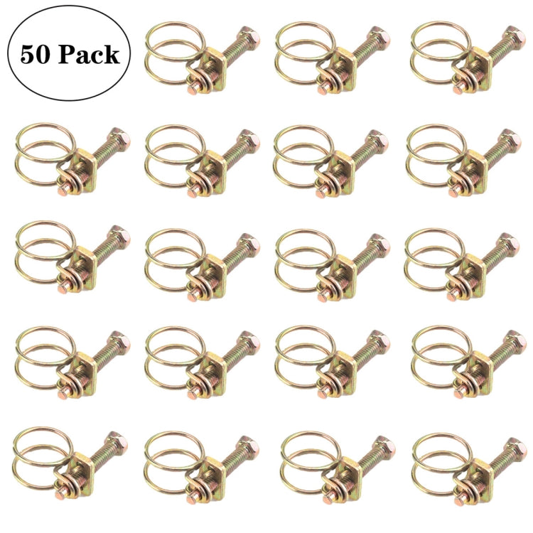 50 PCS M16 Adjustable Color Galvanized Iron Double Wire Hose Clamps